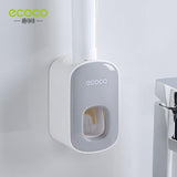 ECOCO Automatic Toothpaste Dispenser Wall Mount Bathroom Bathroom Accessories Waterproof Toothpaste Squeezer Toothbrush Holder - Quoiimport