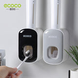 ECOCO Automatic Toothpaste Dispenser Wall Mount Bathroom Bathroom Accessories Waterproof Toothpaste Squeezer Toothbrush Holder - Quoiimport