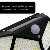 Kit Luminária Energia Solar 100 Leds e Sensor De Presença